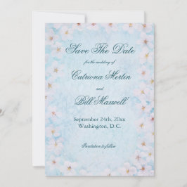 Romantisch Blauw Bloemen Huwelijk Save The Date Ka Kaart