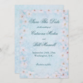 Romantisch Blauw Bloemen Huwelijk Save The Date Ka Kaart (Voorkant / Achterkant)