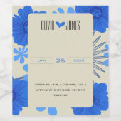 Romantisch Blauw Bloemen Huwelijk Wijn Etiket (Enkel label)