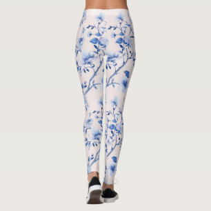 Romantisch Blauw Bloemen Leggings