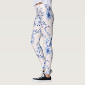 Romantisch Blauw Bloemen Leggings (Links)