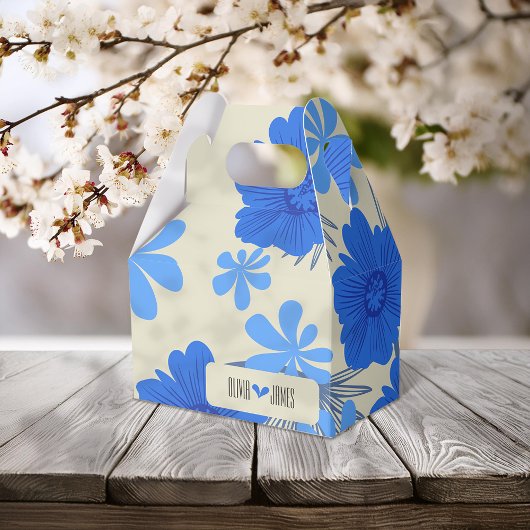 Romantisch Blauw Bloemen Trouwgunstbox Bedankdoosjes