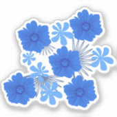 Romantisch Blauw Bloemen Trouwstickers Sticker (Voorkant)