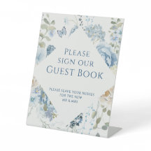 Romantisch Blauw Bloemen Trouwteken Ons gastenboek