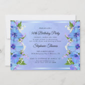 Romantisch Blauw Bloemen Verjaardagsfeest Kaart (Achterkant)