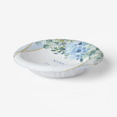 Romantisch blauw bloemeneucalyptus en goud lijst papieren kommen (Gebogen)