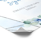 Romantisch blauw bloemeneucalyptus zilver Aangepas Poster (Hoek)