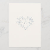 Romantisch Blauw Bloemmotief Monogram Bruiloft Kaart (Achterkant)