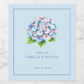 Romantisch Blauw Bloemstuk Hydrangea Boeket Wijn Etiket (Enkel label)