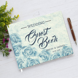 Romantisch Blauw Bloemstuk Trouw Gastboek Gastenboek
