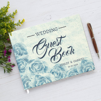 Romantisch Blauw Bloemstuk Trouw Gastboek Gastenboek