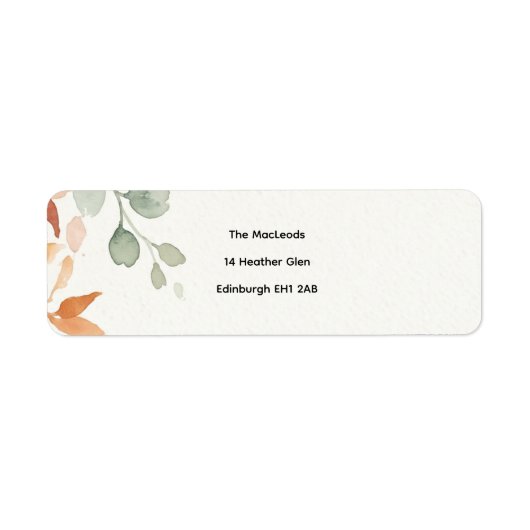 Romantisch Blauw Botanisch Adreslabel Etiket (Voorkant)