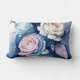 Romantisch Blauw en Blush Waterverf Rozen Floral A Kussen