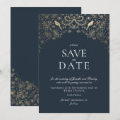 Romantisch blauw en gouden geheime tuin kaart (Voorkant / Achterkant)