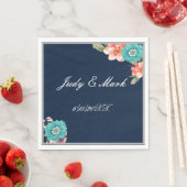 Romantisch blauw en roze Floral botanisch huwelijk Servet (Insitu)
