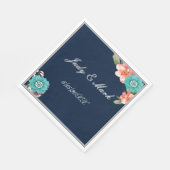 Romantisch blauw en roze Floral botanisch huwelijk Servet (Hoek)