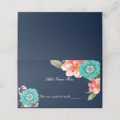 Romantisch blauw en roze Floral botanische tabel Plaatskaartje (Buitenkant ongevouwen)