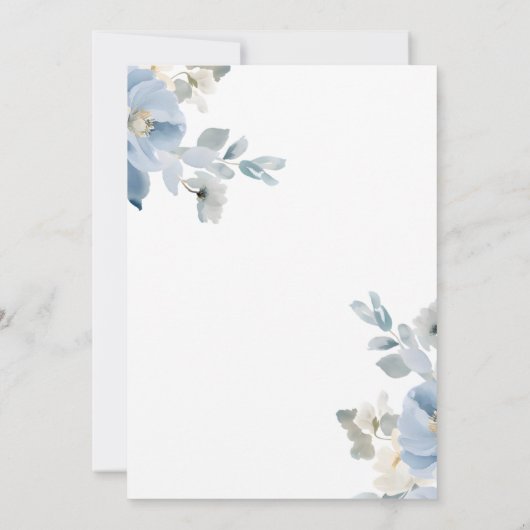 Romantisch Blauw en Witte Bloem Uitnodiging voor h (Achterkant)