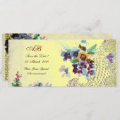 ROMANTISCH Blauw Geel Bloemig Trouwprogramma Kaart (Voorkant / Achterkant)