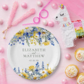 Romantisch Blauw Geel Wildbloemen Bloemen Bloemen  Papieren Bordje (Feest)