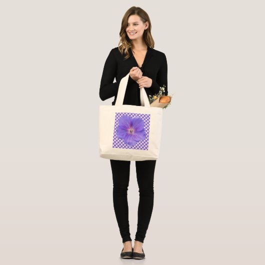 Romantisch Blauw Geranium Botanisch Grote Tote Bag (Voorkant (model))