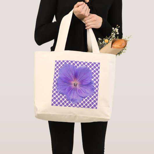 Romantisch Blauw Geranium Botanisch Grote Tote Bag (Voorkant (product))