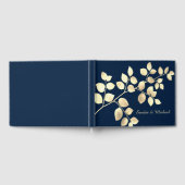 Romantisch blauw gouden bladeren bruiloft gastenbo gastenboek (Volledig)