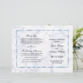 Romantisch blauw marmeren huwelijksprogramma (Staand voorkant)