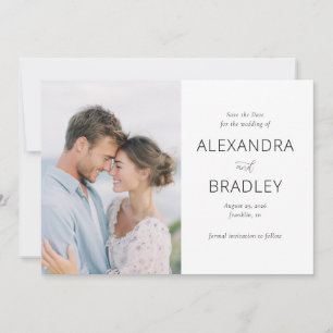 Romantisch Blauw Minimalistische Foto Save The Date