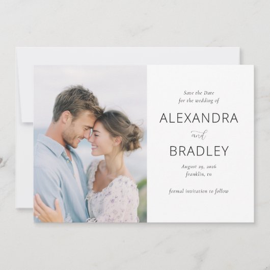 Romantisch Blauw Minimalistische Foto Save The Date (Voorkant)