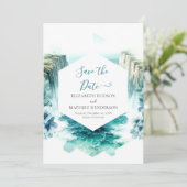 Romantisch blauw nautisch huwelijk save the date (Staand voorkant)