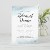 Romantisch blauw Ombre bruiloft repetitie diner Kaart (Staand voorkant)