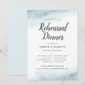 Romantisch blauw Ombre bruiloft repetitie diner Kaart (Voorkant / Achterkant)