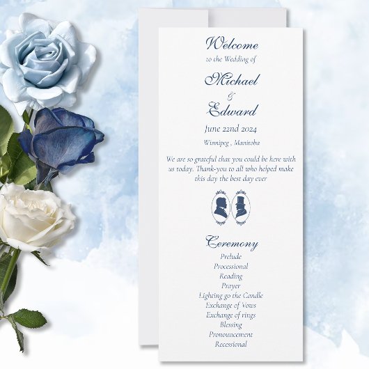 Romantisch Blauw Regency Heren Botanische Silhouet