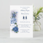 Romantisch Blauw Regency Heren Botanische Silhouet Kaart (Staand voorkant)