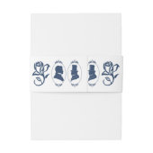 Romantisch Blauw Regency Heren Botanische Silhouet Uitnodigingen Wikkel (Achterkant Voorbeeld)