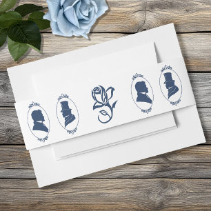 Romantisch Blauw Regency Heren Botanische Silhouet Uitnodigingen Wikkel