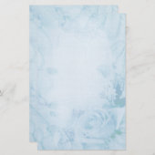  Romantisch blauw Roos Briefpapier (Voorkant / Achterkant)