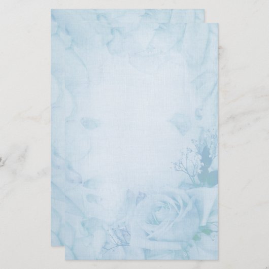  Romantisch blauw Roos Briefpapier (Voorkant / Achterkant)