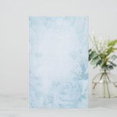  Romantisch blauw Roos Briefpapier (Staand voorkant)