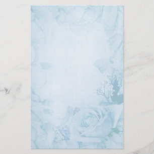 Romantisch blauw Roos Briefpapier
