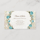 Romantisch Blauw Roos Floral Elegant Glitter Spark Visitekaartje (Achterkant)
