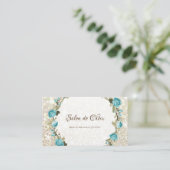Romantisch Blauw Roos Floral Elegant Glitter Spark Visitekaartje (Staand voorkant)
