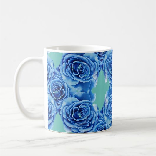 Romantisch blauw roos koffiemok (Links)