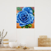 Romantisch blauw roos poster (Keuken)