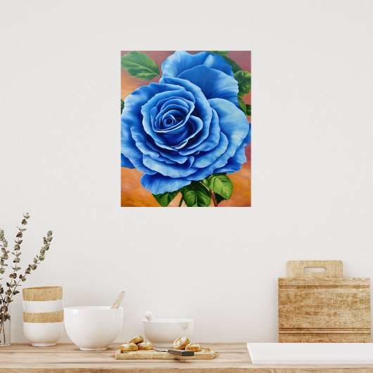 Romantisch blauw roos poster (Keuken)