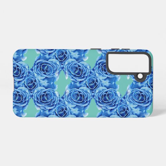 Romantisch blauw roos samsung galaxy hoesje (Achterkant horizontaal)