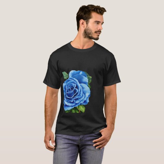 Romantisch blauw roos t-shirt (Voorkant volledig)