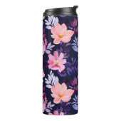 Romantisch Blauw roze Bloemen Boho Botanical Thermosbeker (Gedraaid links)