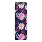 Romantisch Blauw roze Bloemen Boho Botanical Thermosbeker (Achterkant)
